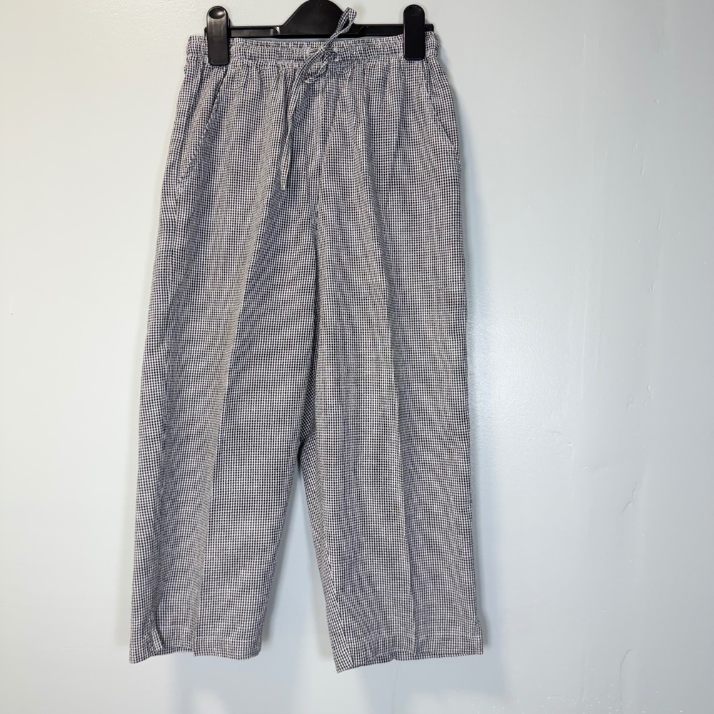 Erika & Co Petites Black White Gingham Cotton Pull On Crop Pants PS Cottagecore‎